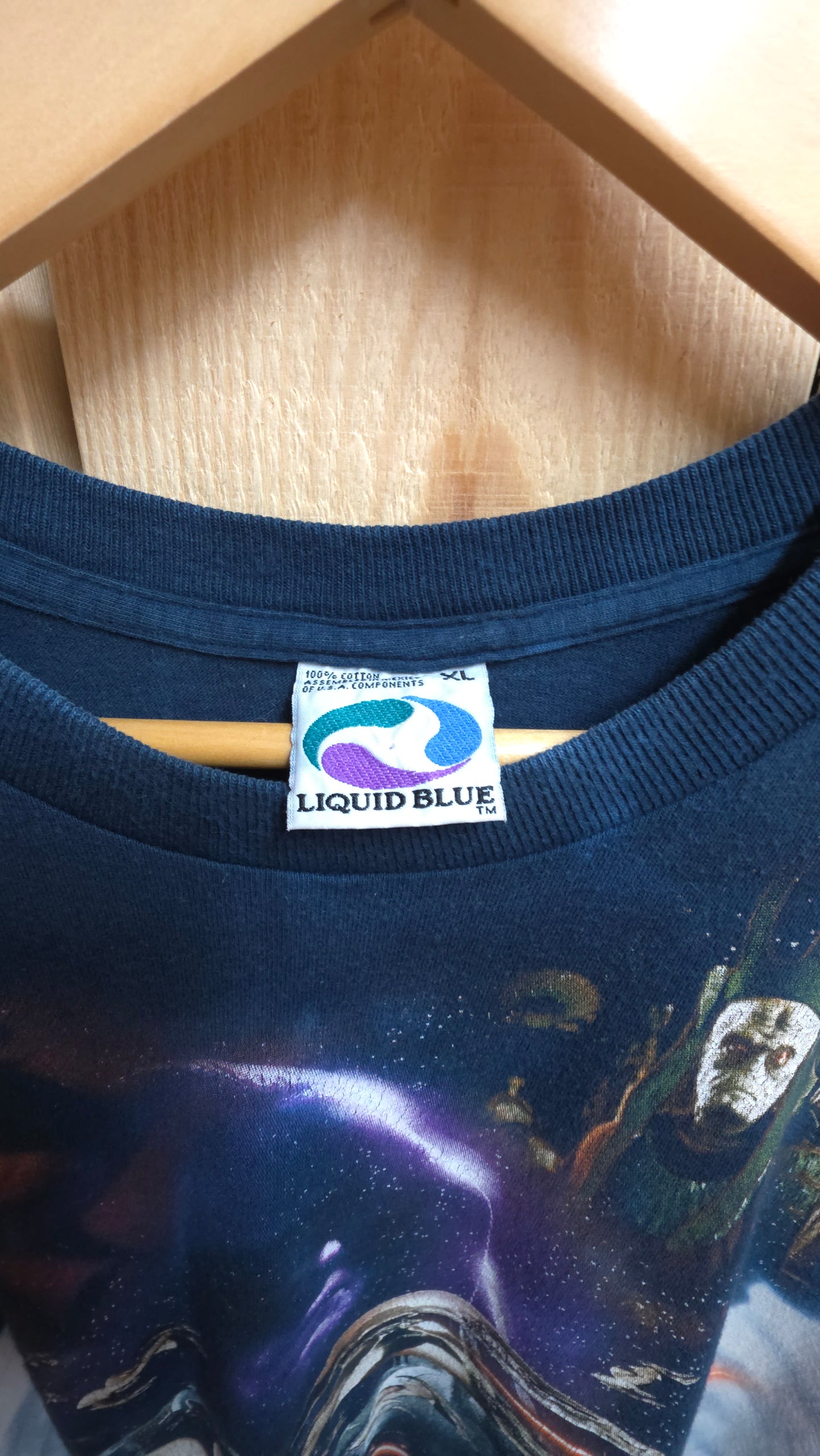 vintage star wars phantom menace liquid blue tie dye t-shirt - XL