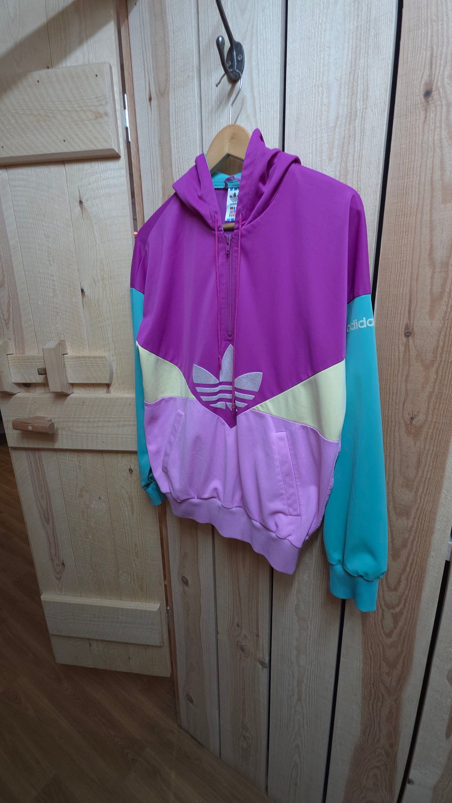 vintage Adidas Originals colarado jacket in pink, purple, yellow and green - S/M