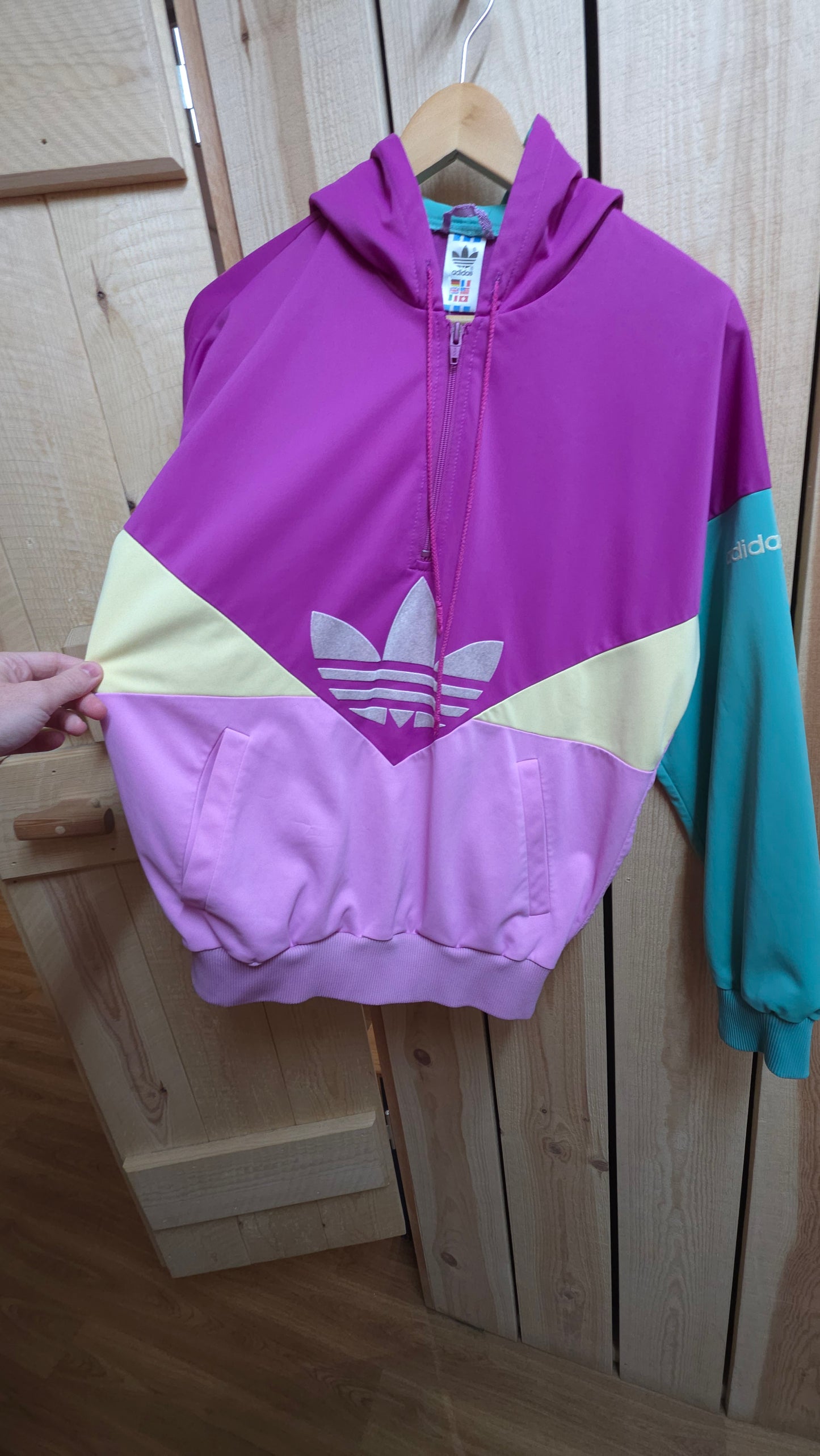 vintage Adidas Originals colarado jacket in pink, purple, yellow and green - S/M