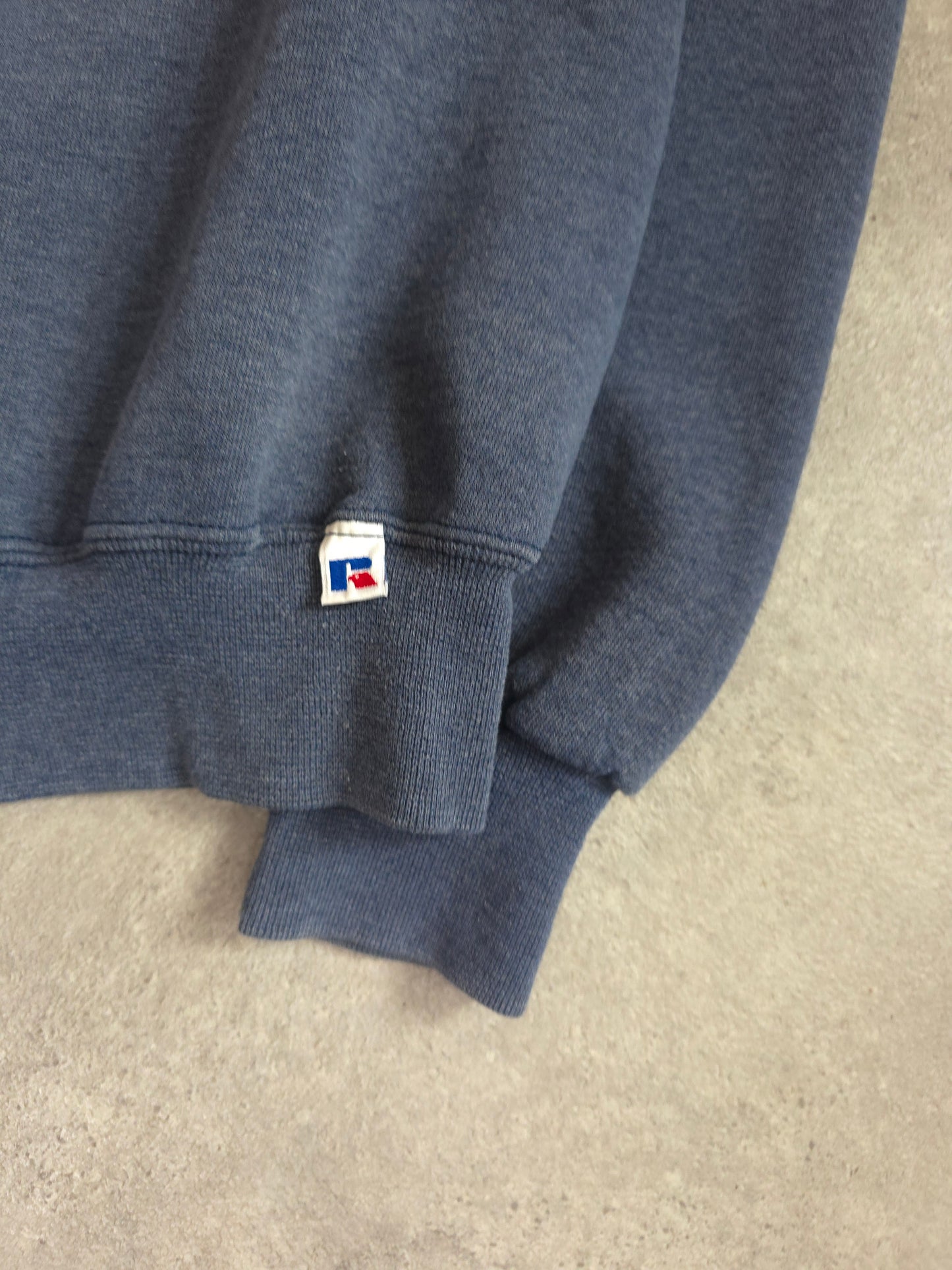 vintage russell athletic blank sweatshirt in blue/grey - small