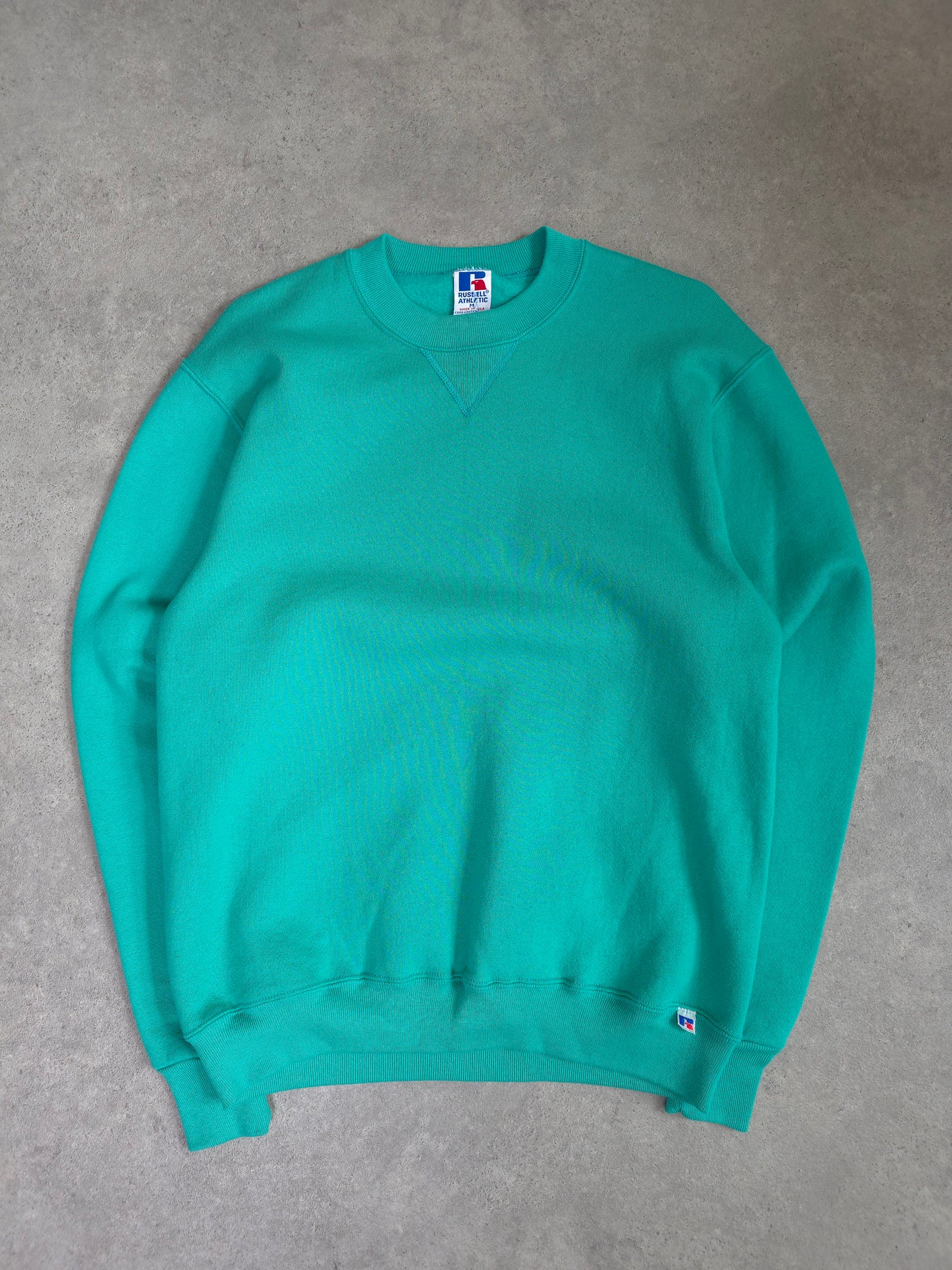 vintage Russell Athletic blank sweatshirt in teal - small