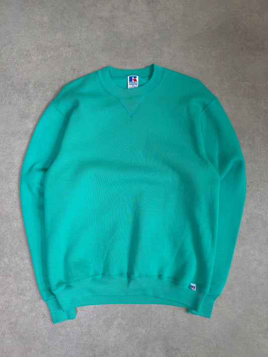 vintage Russell Athletic blank sweatshirt in teal - small