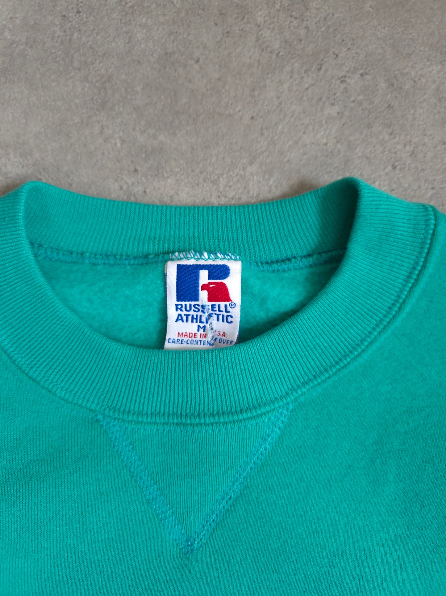 vintage Russell Athletic blank sweatshirt in teal - small