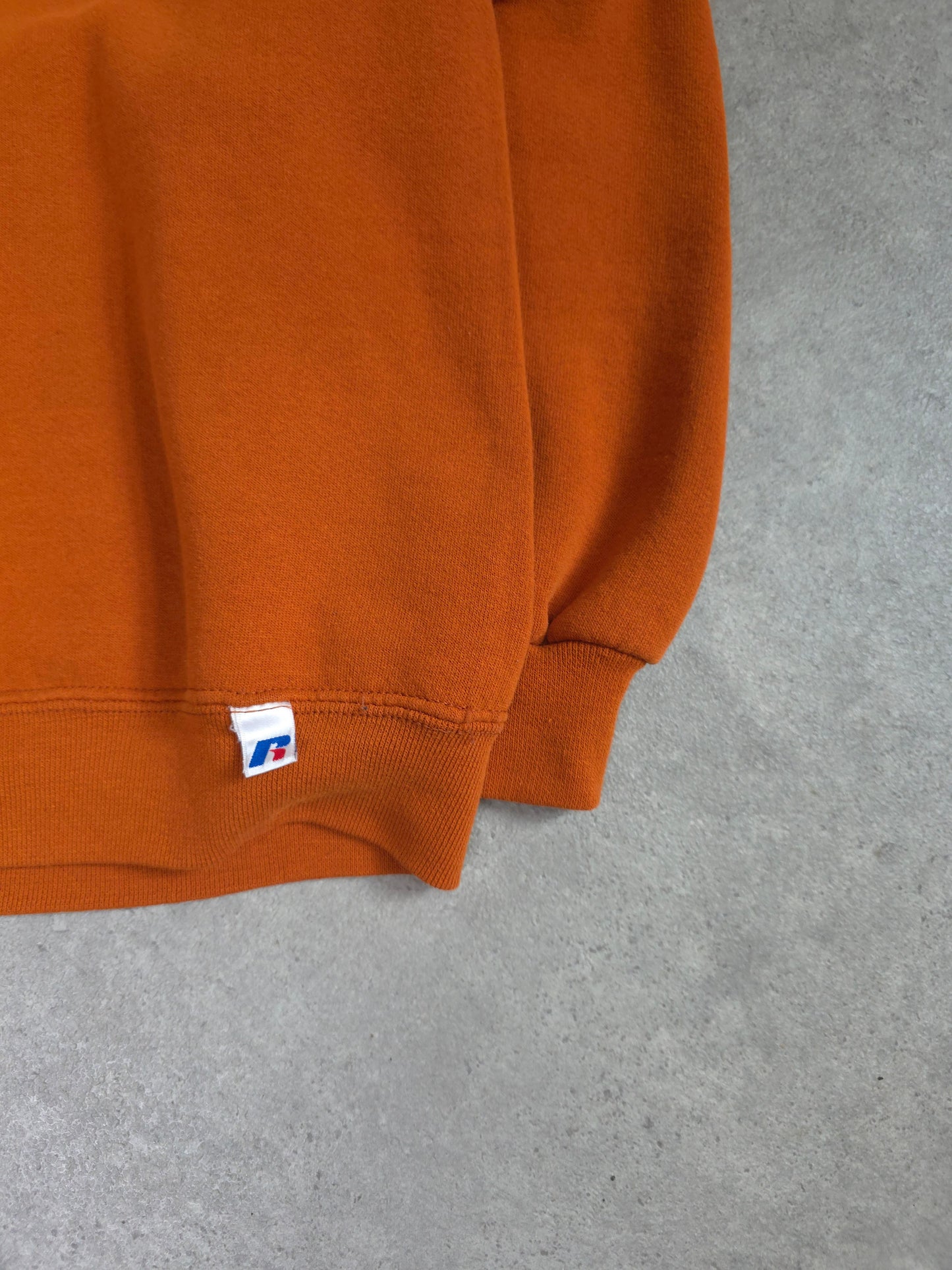 vintage russell athletic blank sweatshirt in orange - large