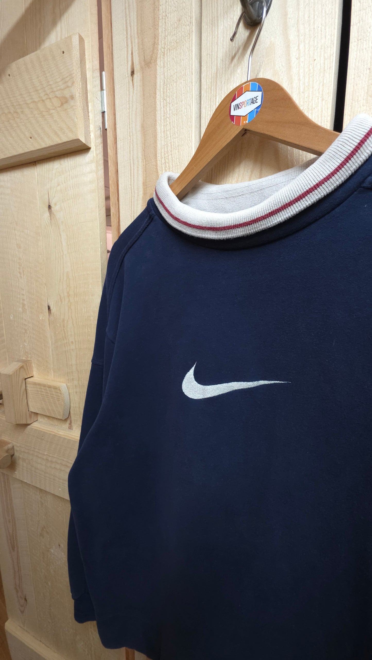 Vintage 90s Nike mock neck sweatshirt in blue - large