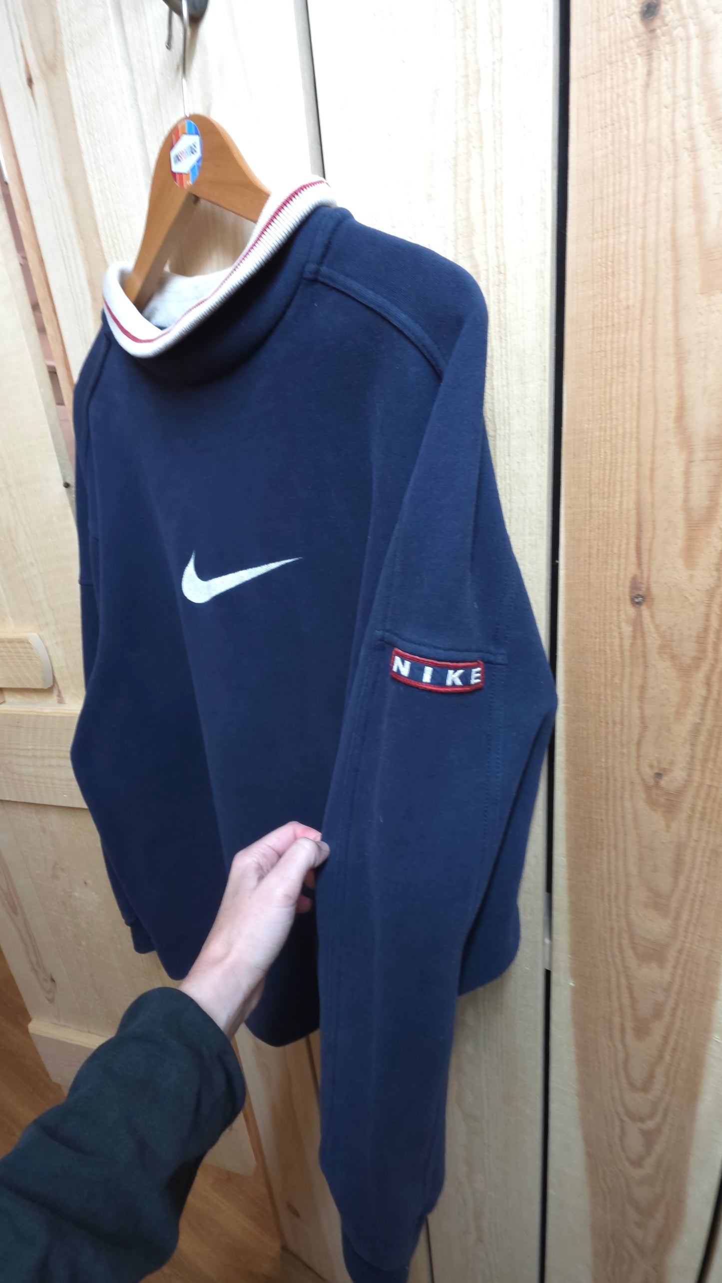 Vintage 90s Nike mock neck sweatshirt in blue - large