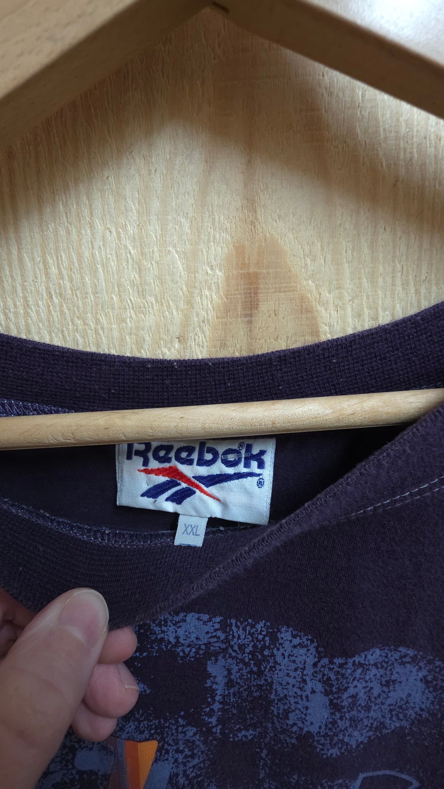 Vintage 90s Reebok graphic t-shirt in purple and blue - XXL