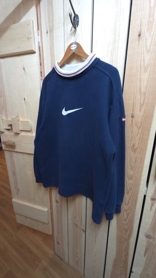 Vintage 90s Nike mock neck sweatshirt in blue - large