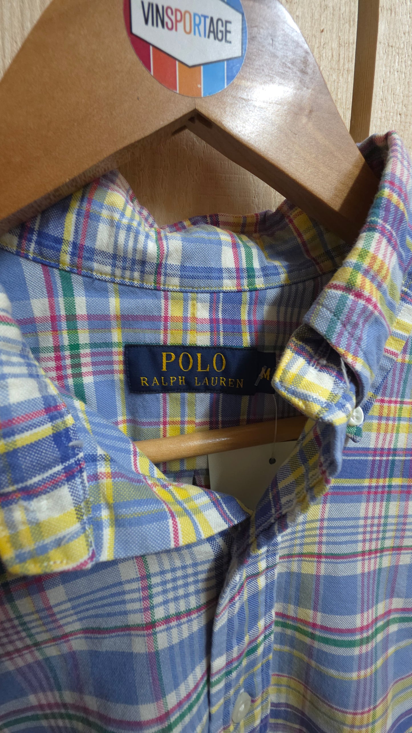 Ralph Lauren plaid summer shirt in blue and yellow - medium