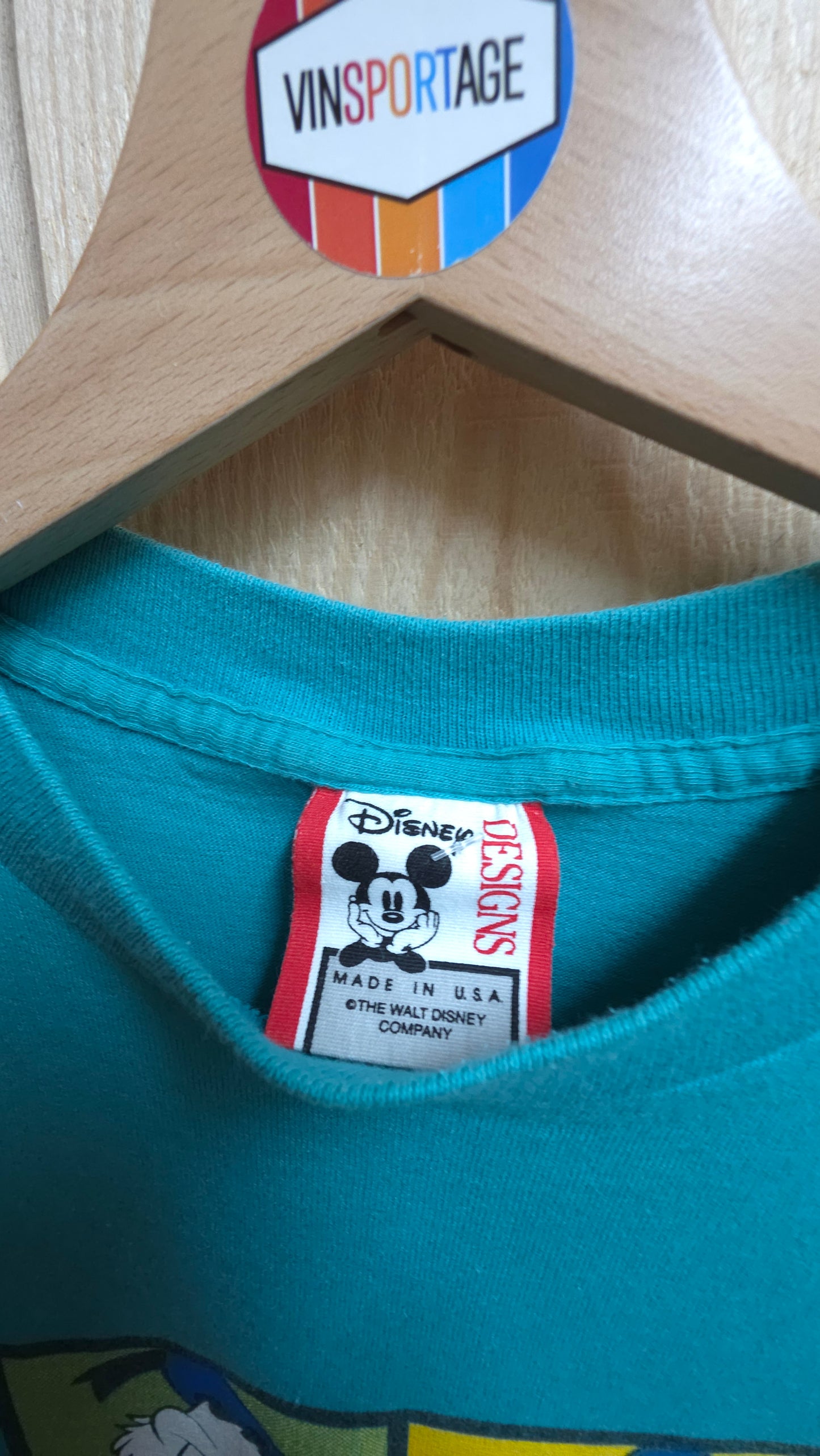 Vintage Disney designs donald duck single stitch t-shirt in turquoise - size small