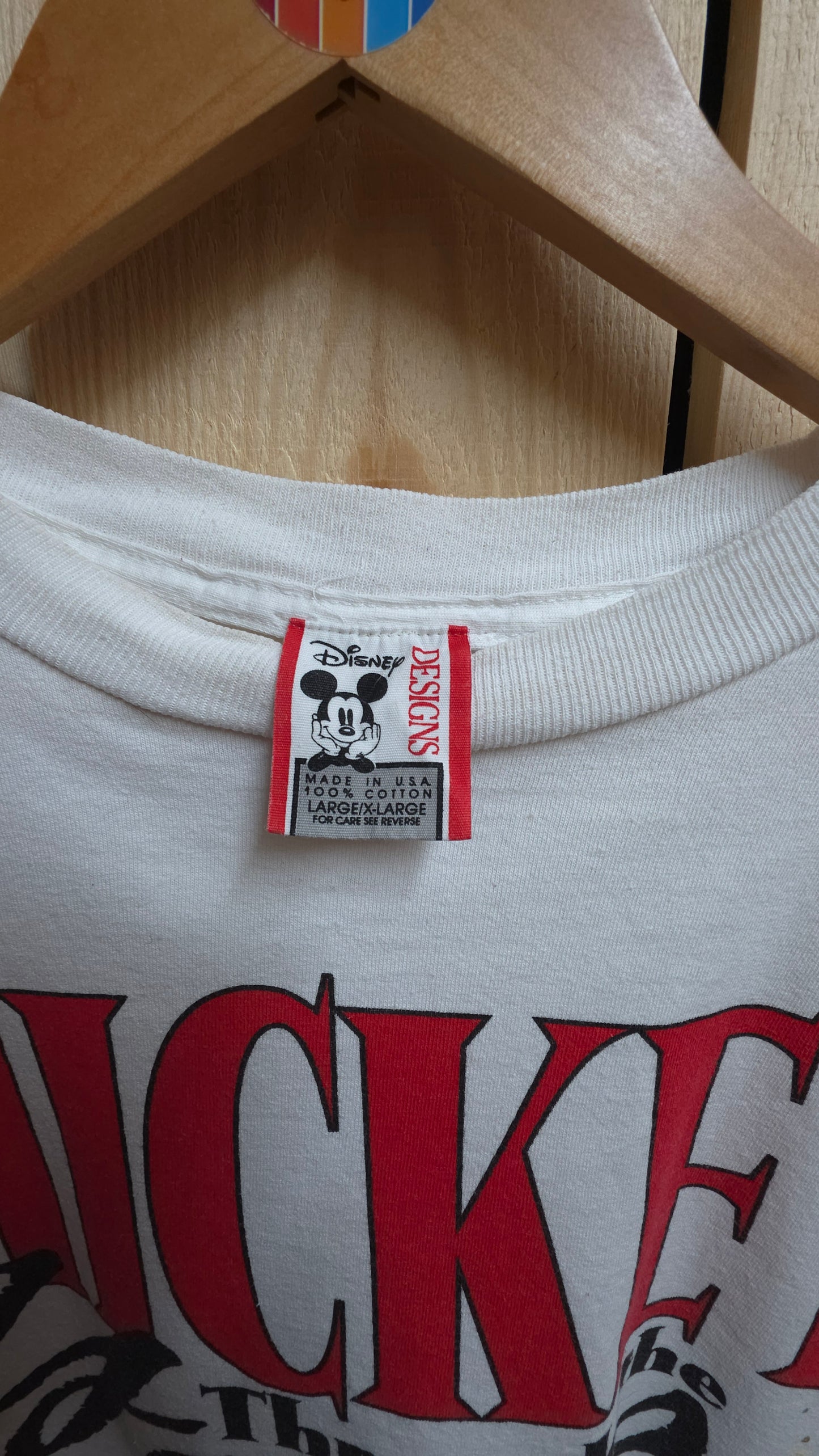 Rare 90s Disney designs Mickey through the years single stitch graphic t-shirt in white - large