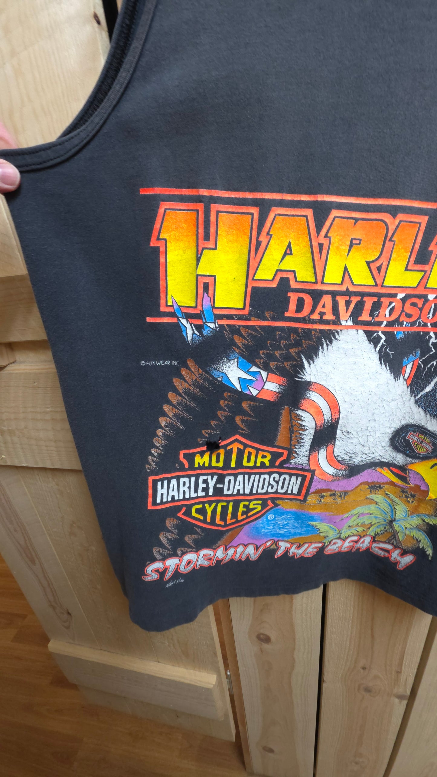 Vintage Harley Davidson "stormin the beach" single stitch vest - large
