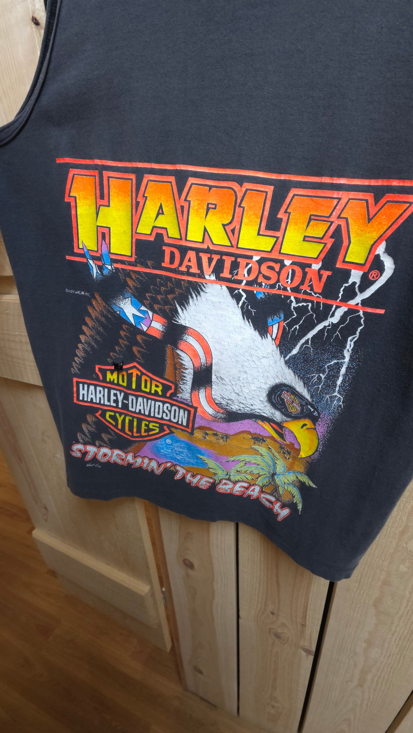 Vintage Harley Davidson "stormin the beach" single stitch vest - large
