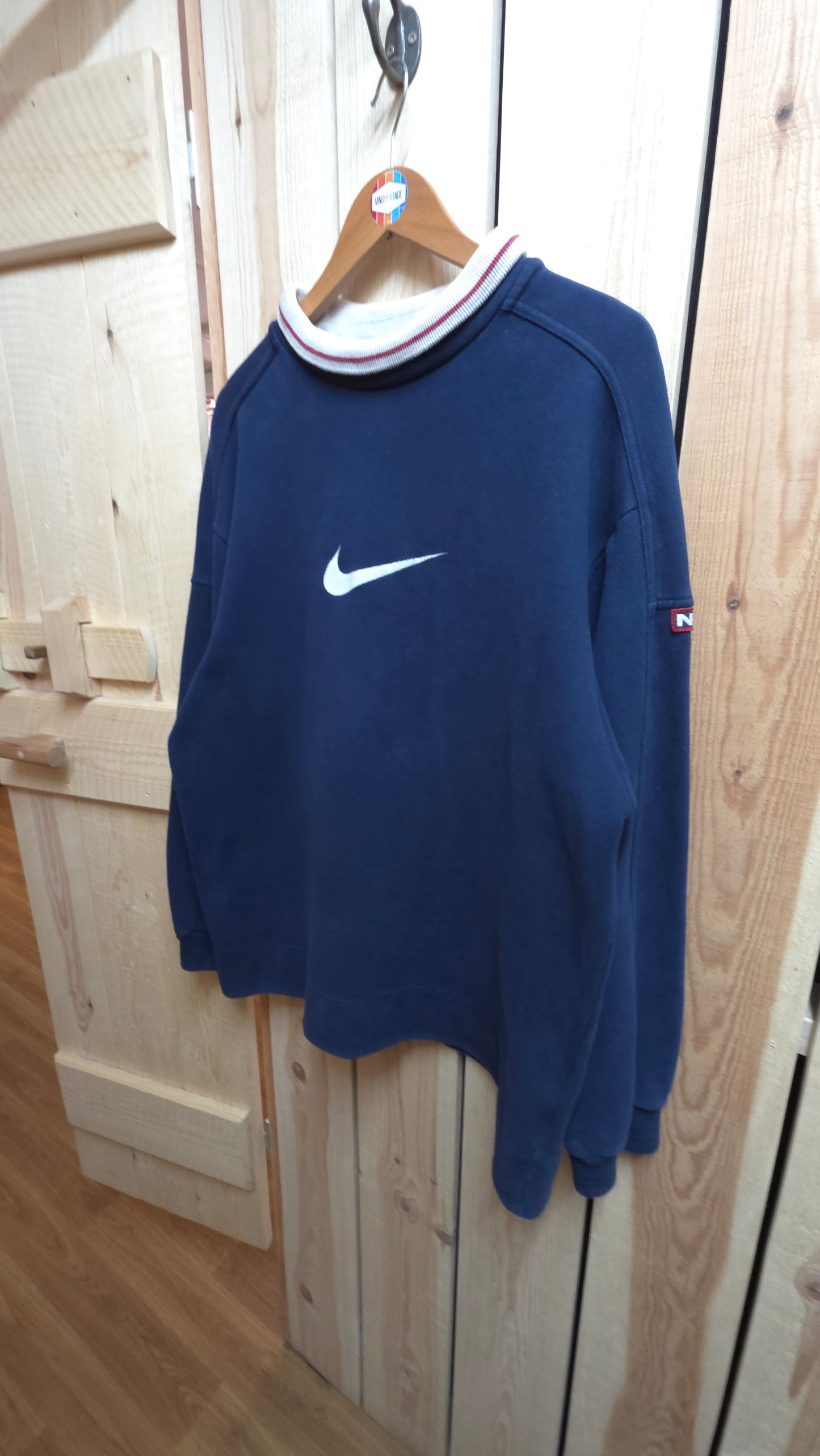 Vintage 90s Nike mock neck sweatshirt in blue - large
