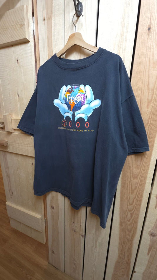 Vintage disney world epcot graphic t-shirt - faded black - XXL