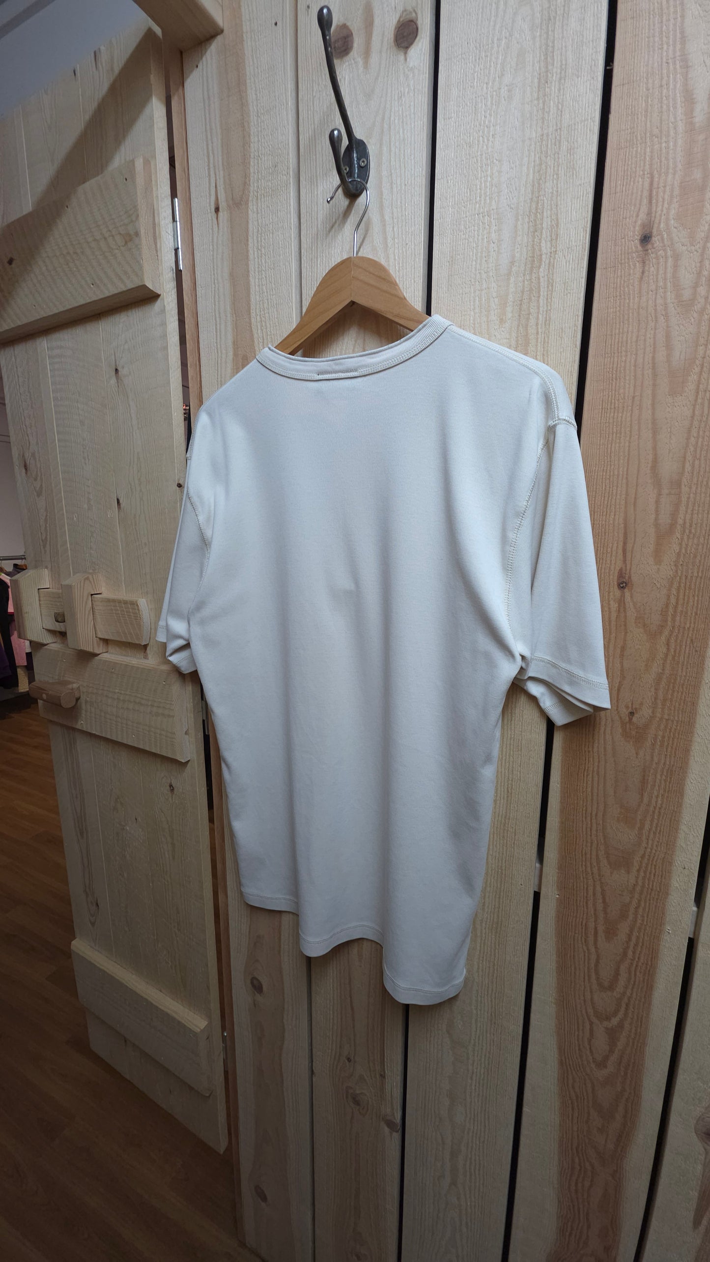 Rare 90s Adidas streetball henley t-shirt in cream - size large