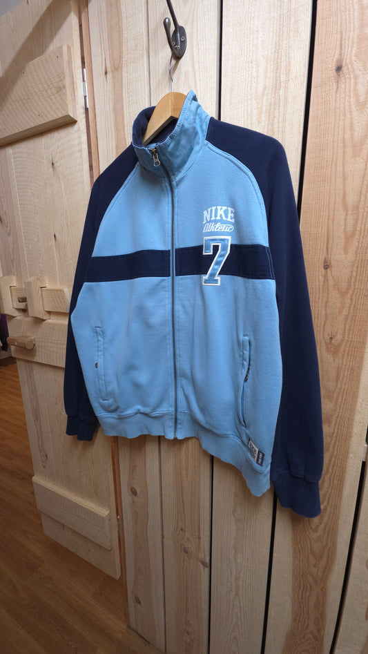 Vintage 00s Nike zip up sweatshirt in baby blue and navy - size large
