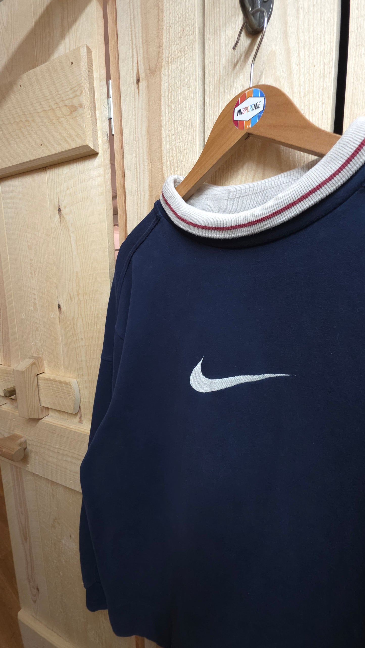 Vintage 90s Nike mock neck sweatshirt in blue - large