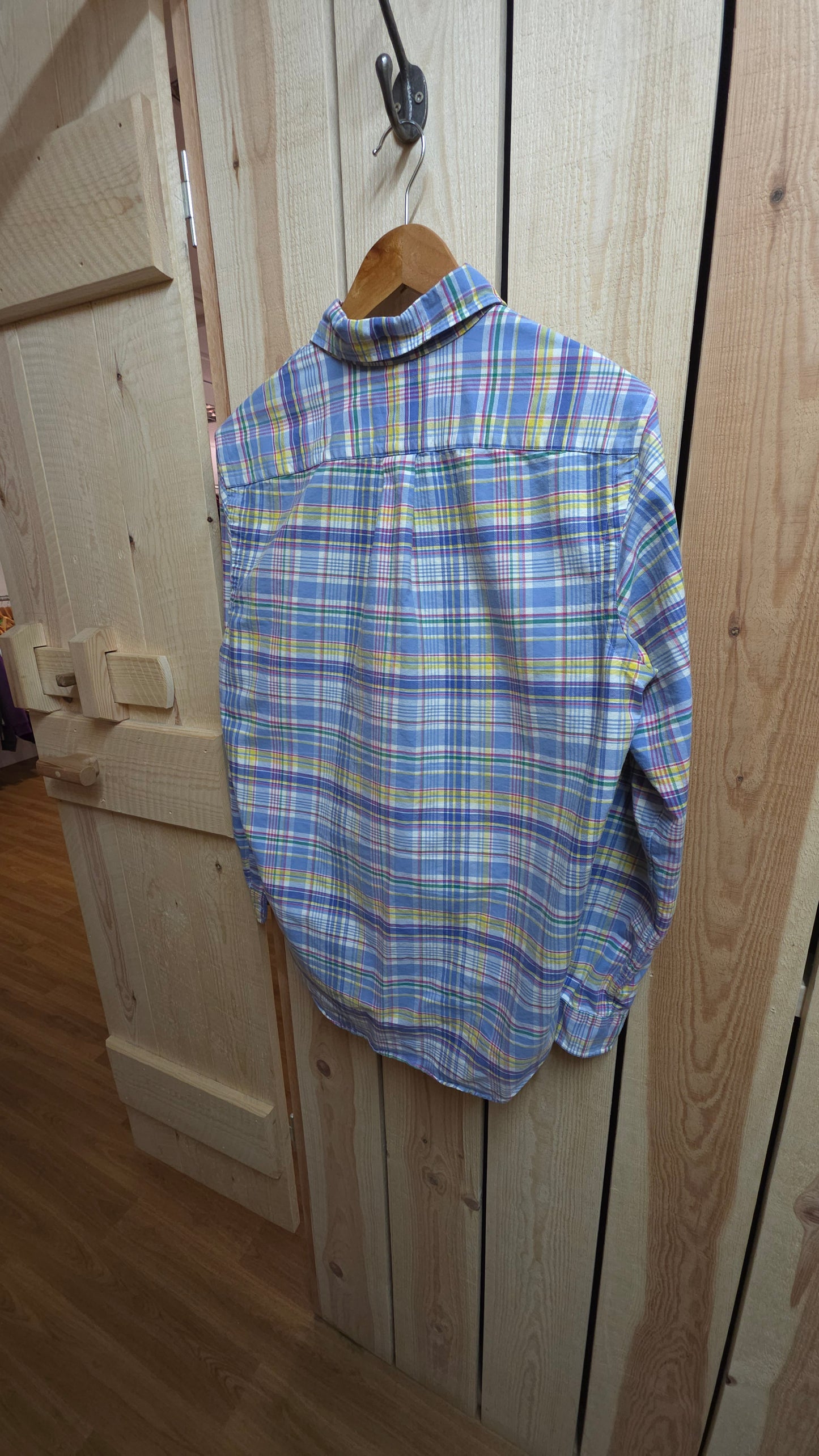 Ralph Lauren plaid summer shirt in blue and yellow - medium