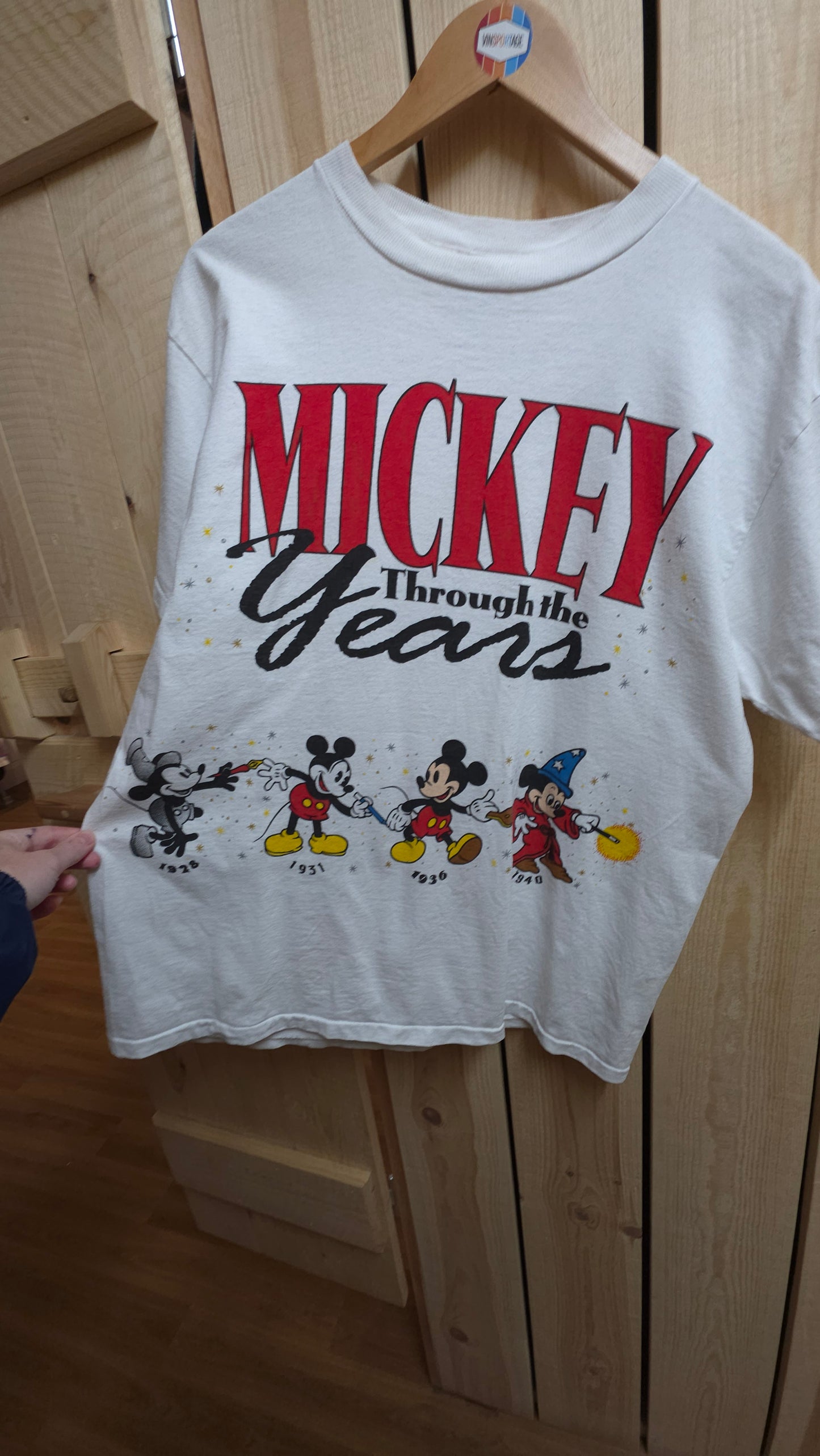 Rare 90s Disney designs Mickey through the years single stitch graphic t-shirt in white - large