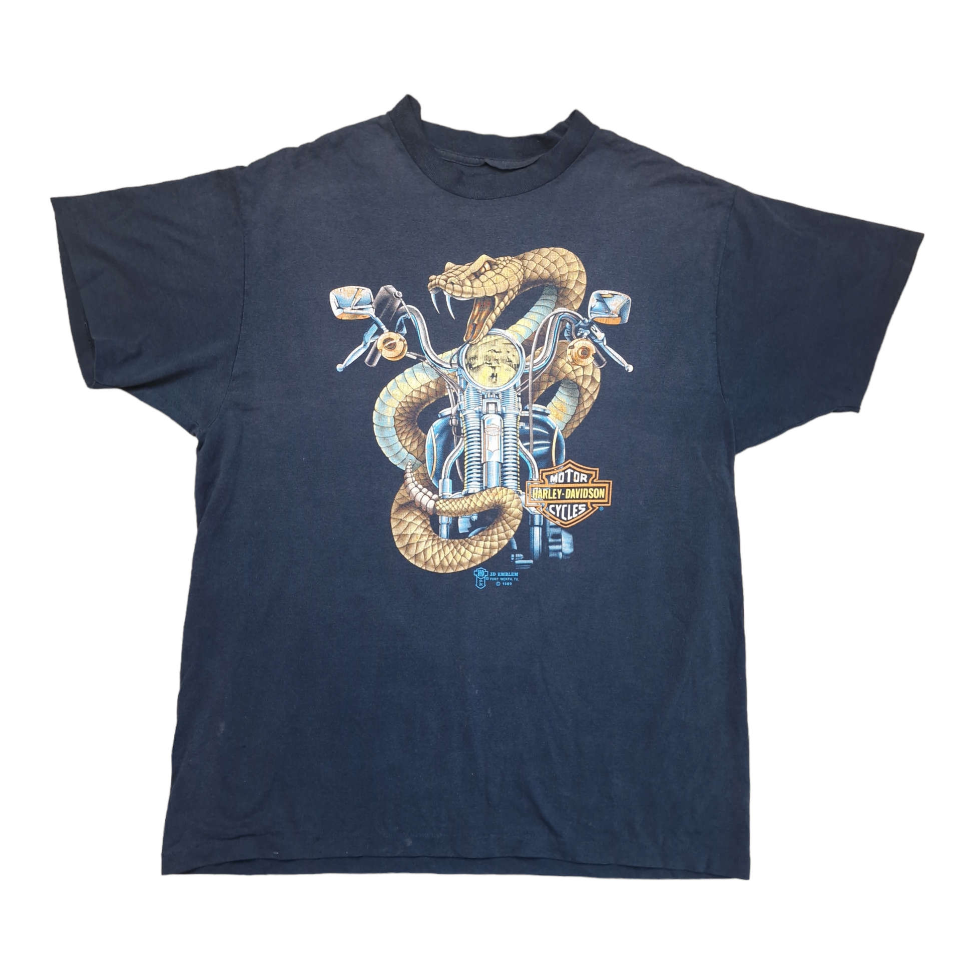Vintage Harley Davidson 1989 3D emblem rattle snake t-shirt - large –  Vinsportage